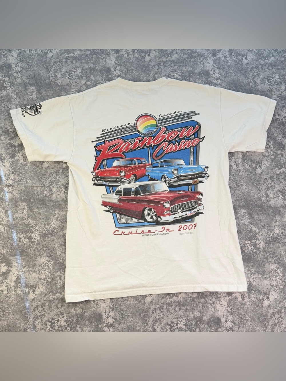 Vintage 2007 Rainbow Casino Cruise-In Graphic T-Shirt Medium White Gildan